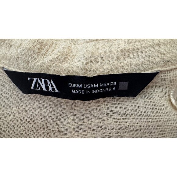 2/$30 ZARA Medium Beige Textured Knot Front Blouse Dolman Sleeves - Picture 3 of 14